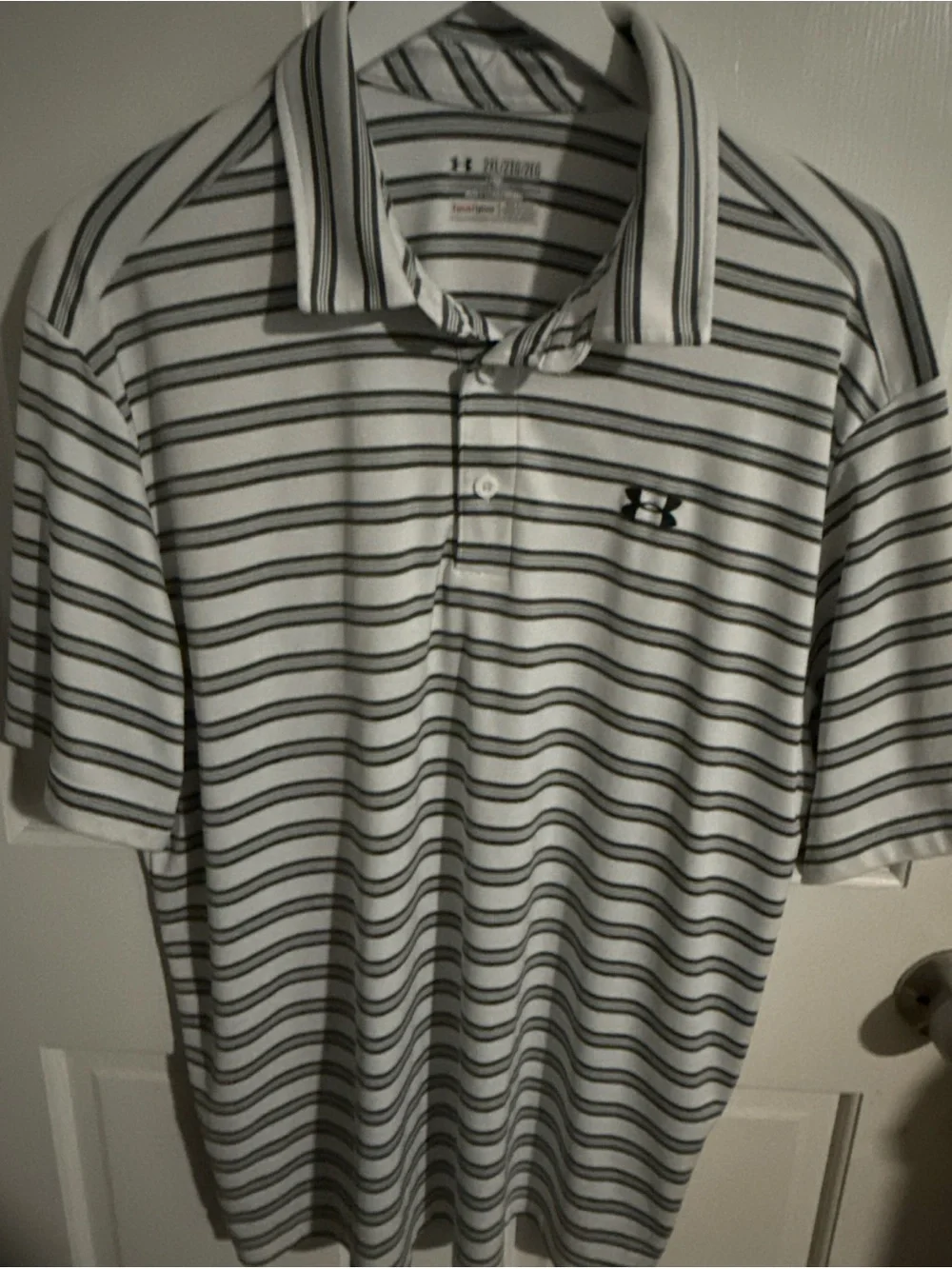 Under Armour Men's White Polo with Gray Stripes